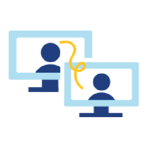 A graphic showing a virtual meeting.